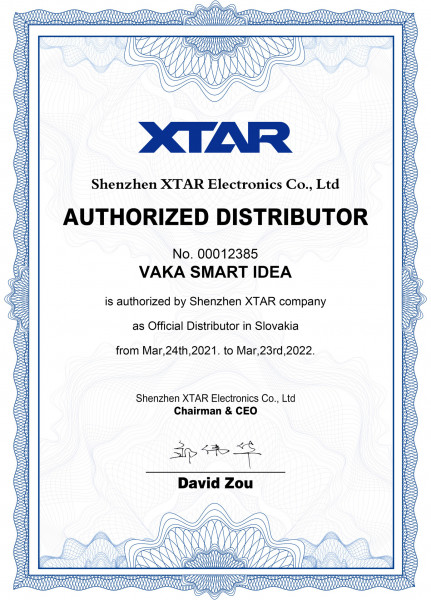 VAKA-SHOP autorizovaný distribútor značky XTAR na Slovensku