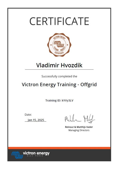 Certifikát pre Offgrid