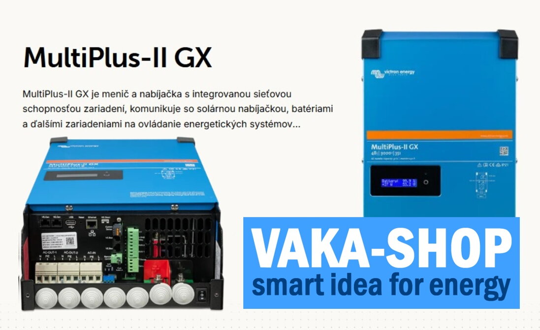 Victron MultiPlus-II GX menič/nabíjač pre solárny systém s podporou PowerAssist a integrovaným GX modulom na riadenie energie