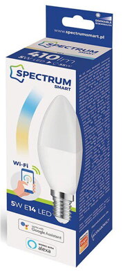 LED žiarovka 5W E14 Stmievateľná sviečka WiFi Spectrum SMART CCT