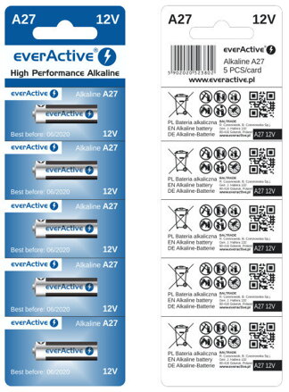 Batéria everActive 5x 27A 12V alkalická 25 mAh 27A5BL