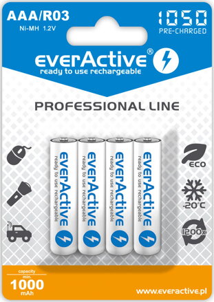 Akumulátor everActive 4x AAA / R03 Ni-MH 1050 mAh