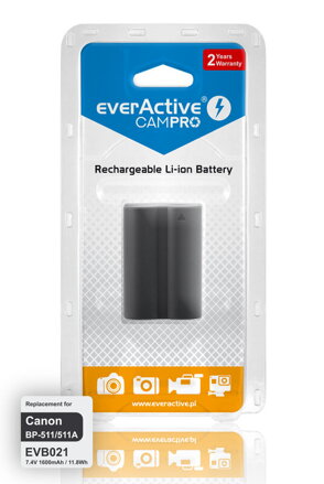 Akumulátor everActive CamPRO Canon BP-511 1600 mAh EVB021