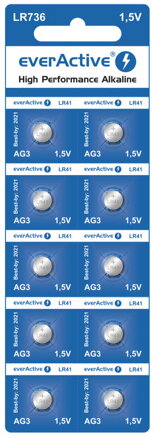 Batéria everActive 10x G3 LR736 1,5V alkalická 40 mAh EVAG3