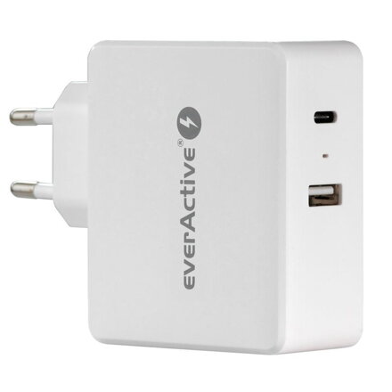 Napájací adaptér everActive SC-600Q s USB QC3.0 a USB-C PD 63W