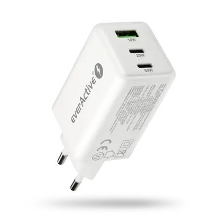 Napájací adaptér everActive SC-655Q s 2x USB-C PD PPS QC4+ 65W
