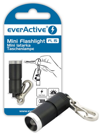 Mini LED baterka, kľúčenka everActive FL-15 čierna