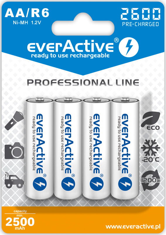 Akumulátor everActive 4x AA / R6 Ni-MH 2600 mAh Akumulátor everActive 4x AA / R6 Ni-MH 2600 mAh
