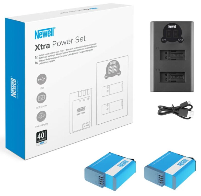 Xtra Power Set XL nabíjačka Newell DL-USB-C a dve batérie pre Gopro Hero 8 NL3016