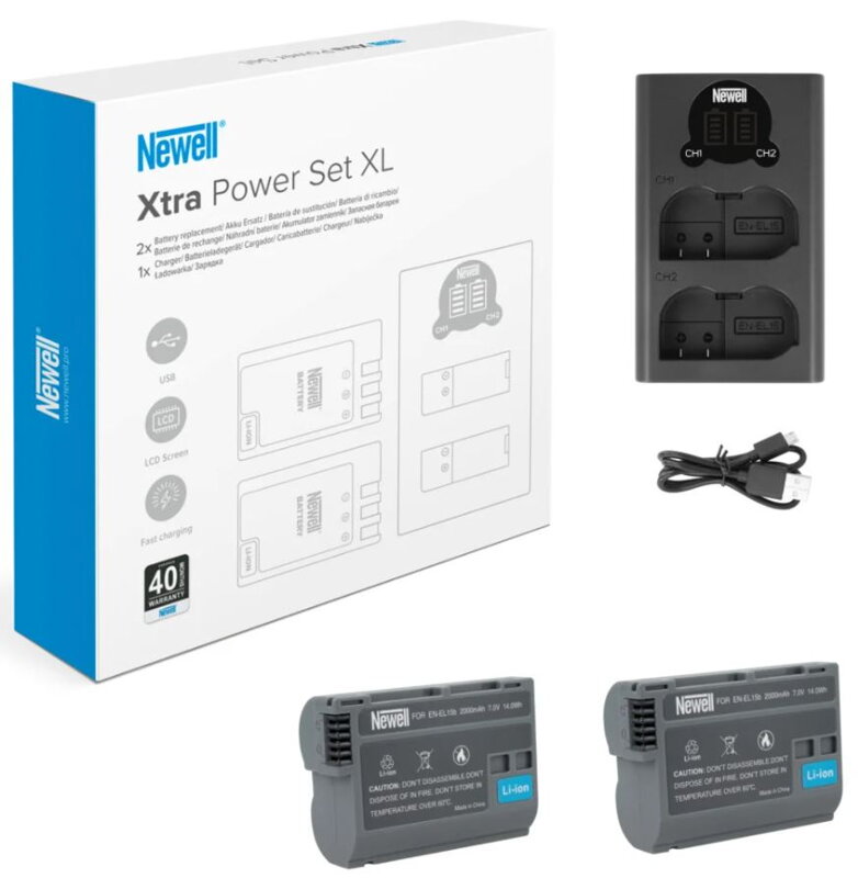 Xtra Power Set XL nabíjačka Newell DL-USB-C a dve batérie EN-EL15b pre Nikon NL3019