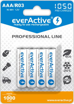 Akumulátor everActive 4x AAA / R03 Ni-MH 1050 mAh
