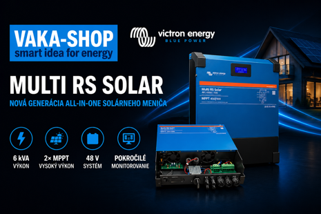 Victron Energy Multi RS Solar 48/6000 hybridný menič s duálnym MPPT regulátorom pre ostrovné a hybridné solárne systémy